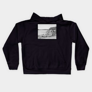 Fisherman's Cabin, 1900. Vintage Photo Kids Hoodie